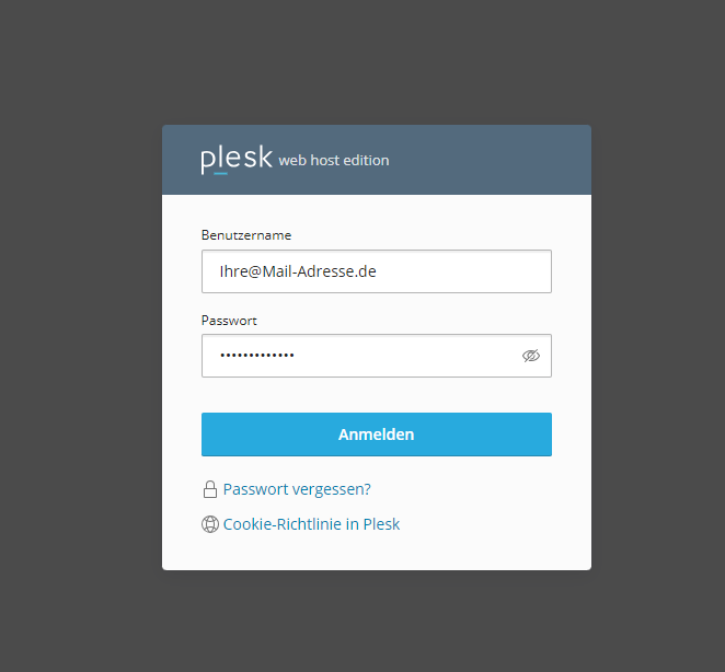 E-Mail-Passwort als Benutzer ändern - Plesk Login