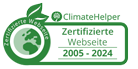 Siegel für eine von ClimateHelper Zertifizierte Webseite von 2005 bis 2024